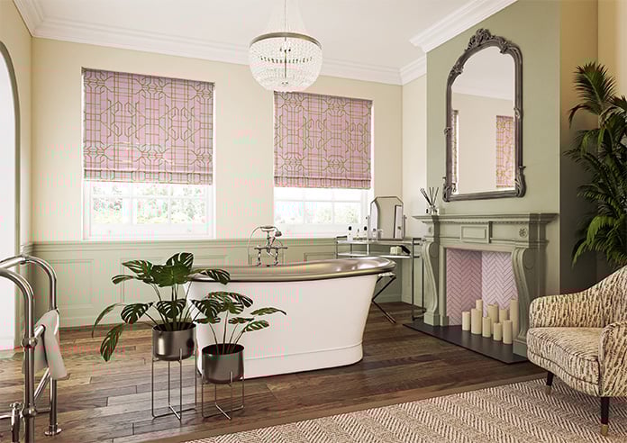 Bamboo Candy, Green Pink - Motorised Roman Blind - Image 6